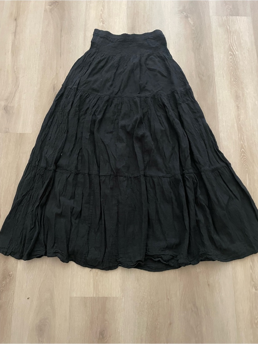Black Tiered Maxi Skirt 100% Cotton